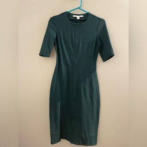 Diane Von Furstenburg bodycon dress forest green sz 4 fitted hourglass shape